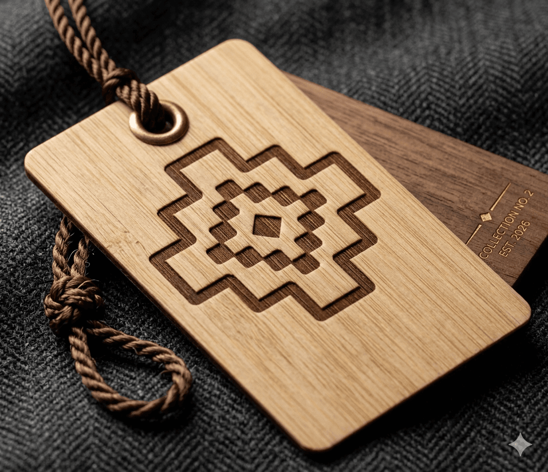 Tags de madera y cuerda